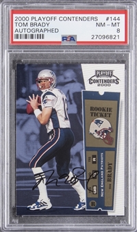 2000 Playoff Contenders #144 Tom Brady Signed Rookie Card – PSA NM-MT 8